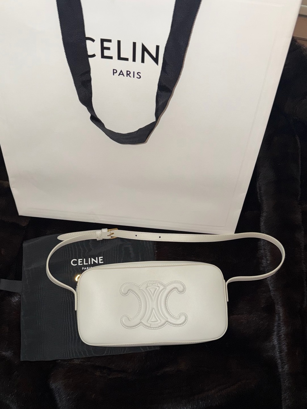 CELINE White Leather bag